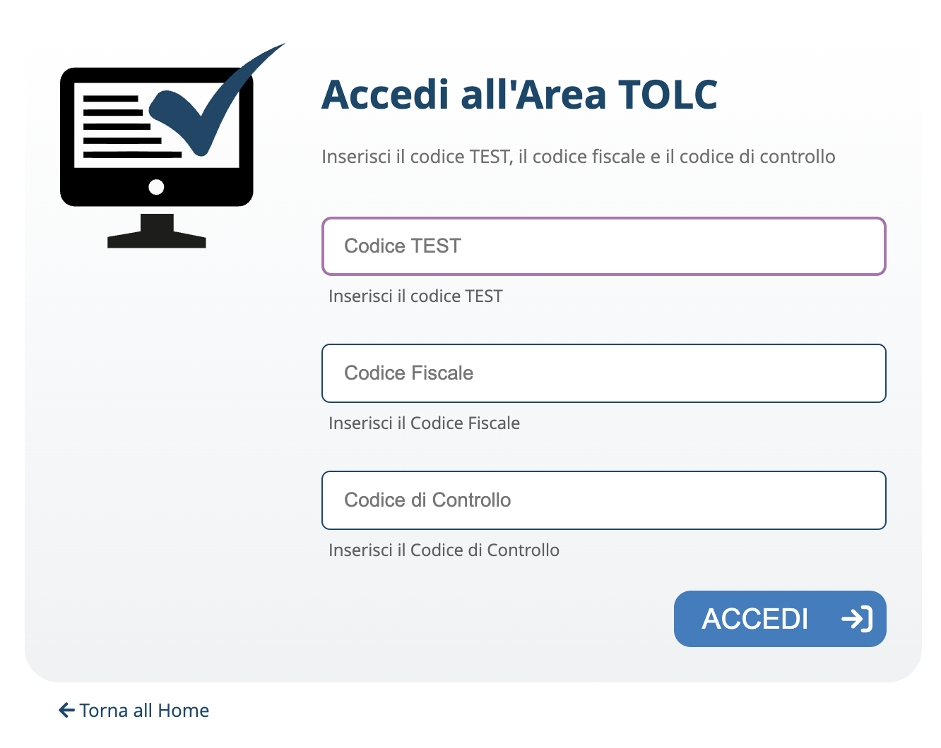 form per accesso alternativo